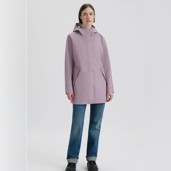NWT Hunter Acacia Rubberized Hooded Rain Jacket in dusty lilac - XS, S, M - Picture 1 of 7